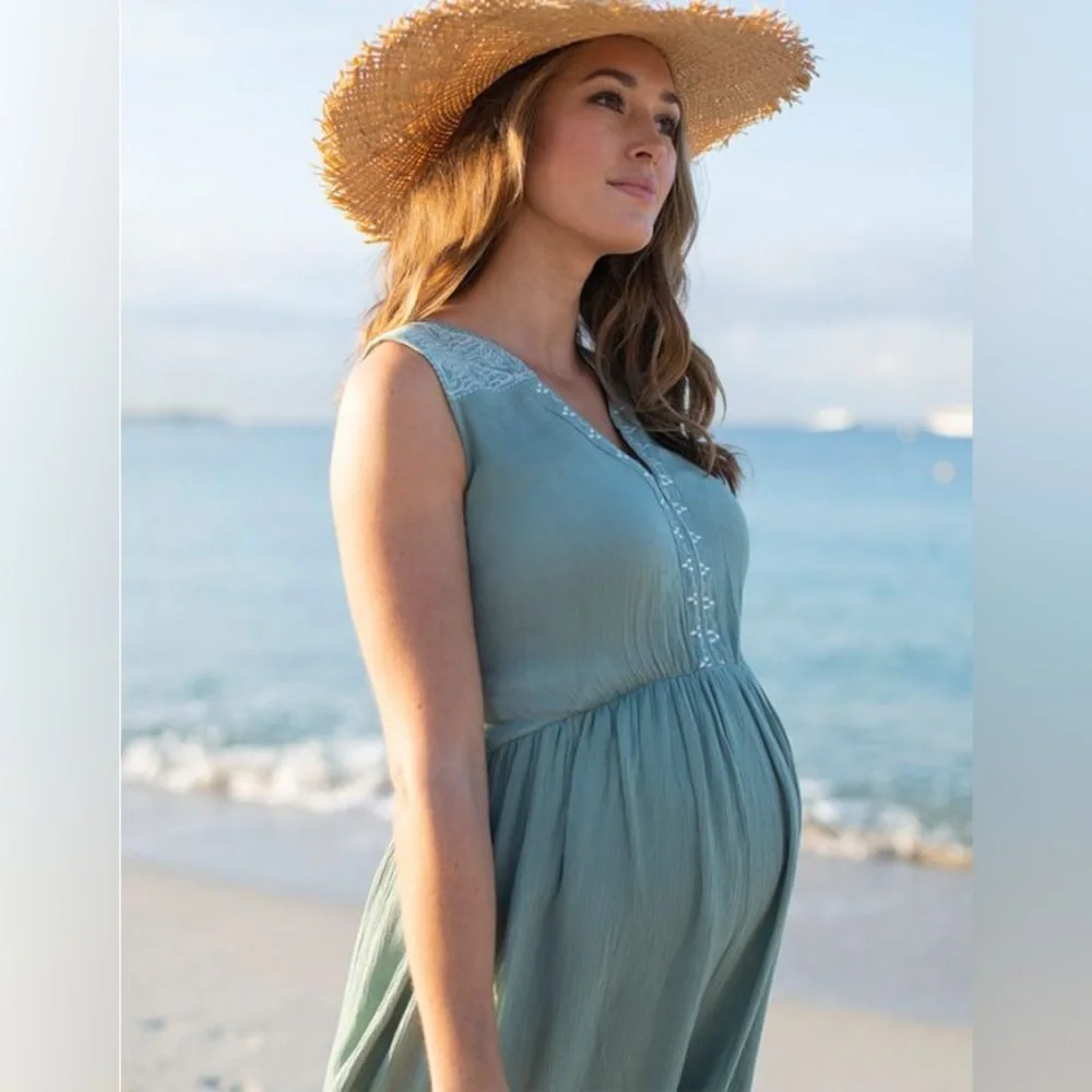 Seraphine Light Green Maternity Dress - Picture 2 of 14